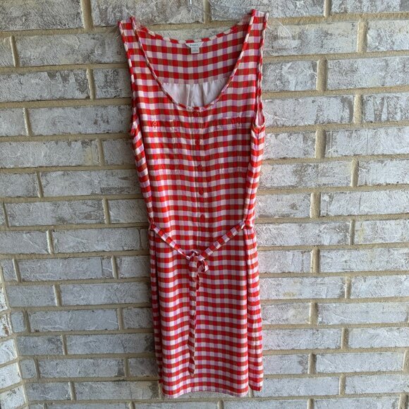 Fossil Multi-Color Sleeveless Gingham Check Silk Shift Dress Women's Size S. - Picture 1 of 8
